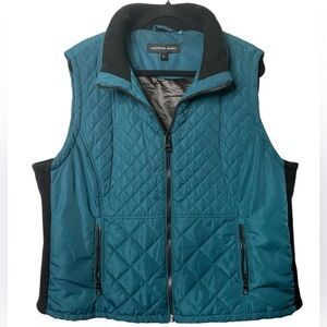 Andrew Marc 2X Teal Quilted Vest zip pockets